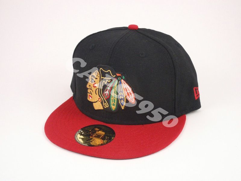 Chicago Blackhawks Hats New Era Caps Fitted 5950 Hokey