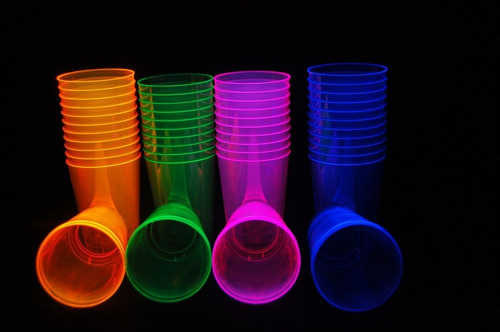 Assorted Neon Blacklight Reactive 10oz Party Cups 50ct