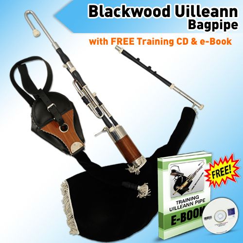 Irish Uilleann Bagpipe Half Set in African Blackwood Ebony Wood