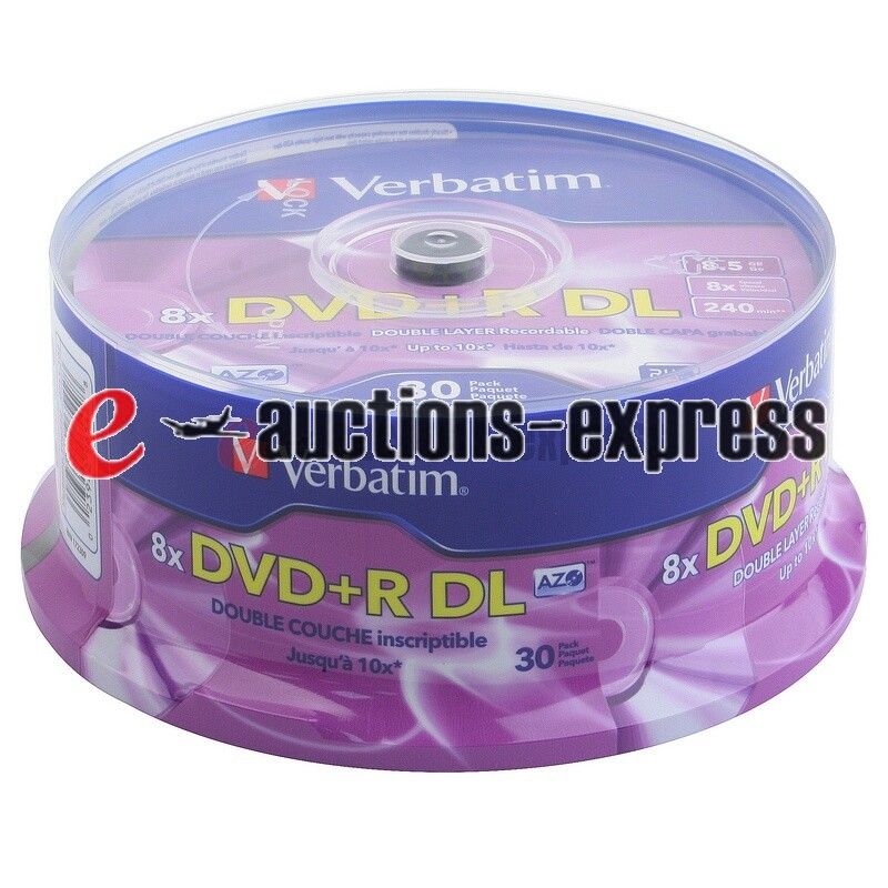 30 Verbatim 8x Double Layer DL DVD R Blank Media 96542