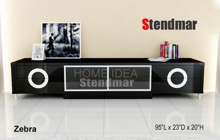 95L New Modern Black or White Piano Paint TV Stand Zebra