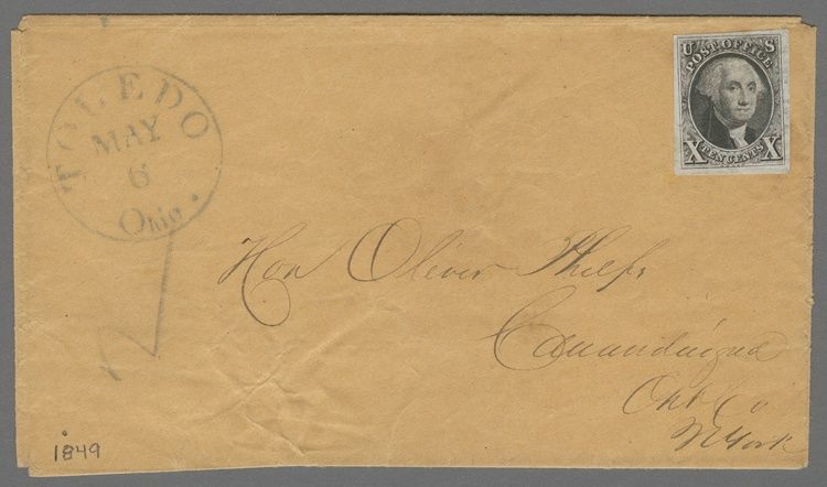 1847 10c Washington Single on Cover from Toledo Oh