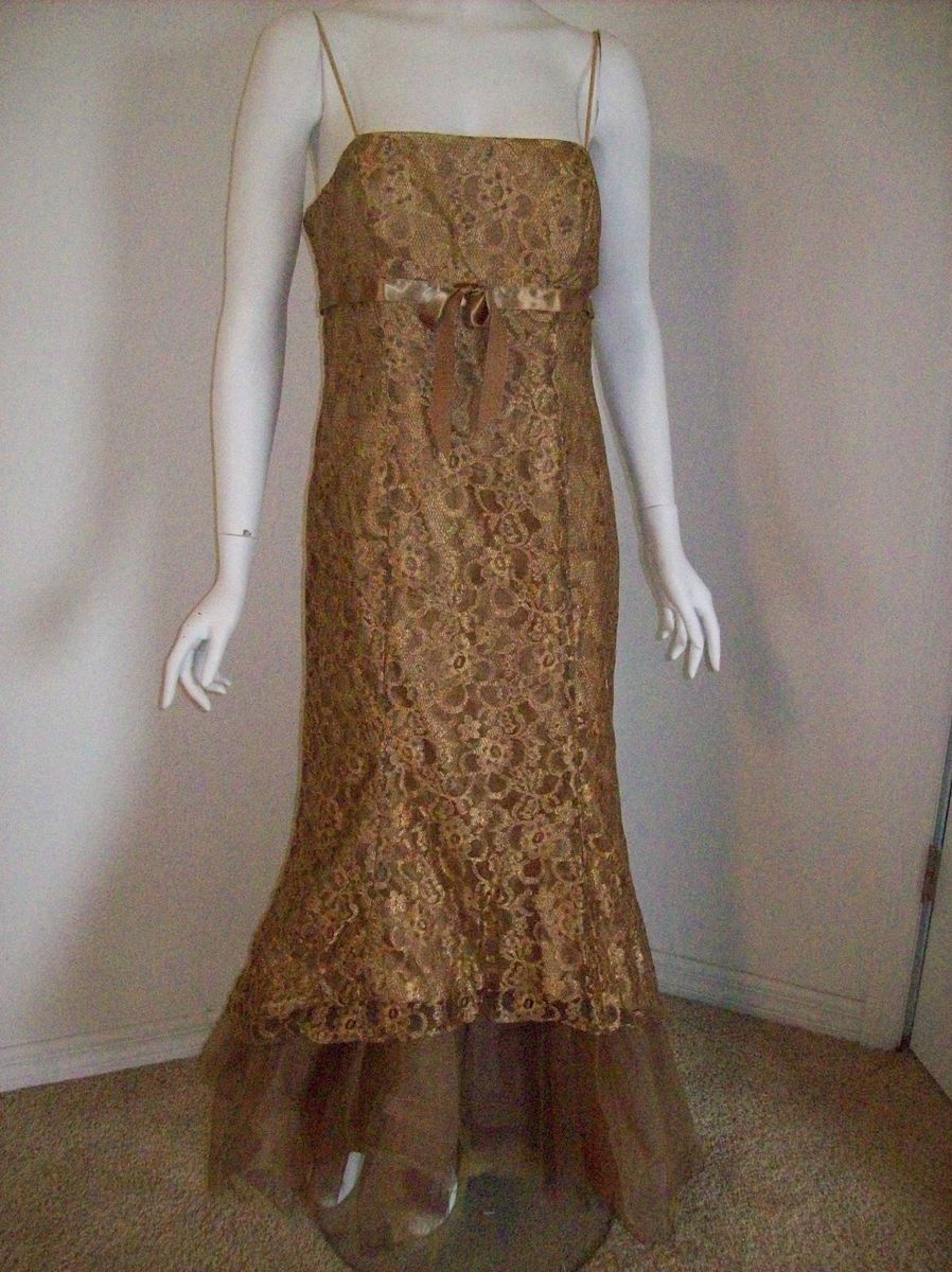 Blondie Nites Prom Formal long evening Cocktail dress 11 Gold Special 