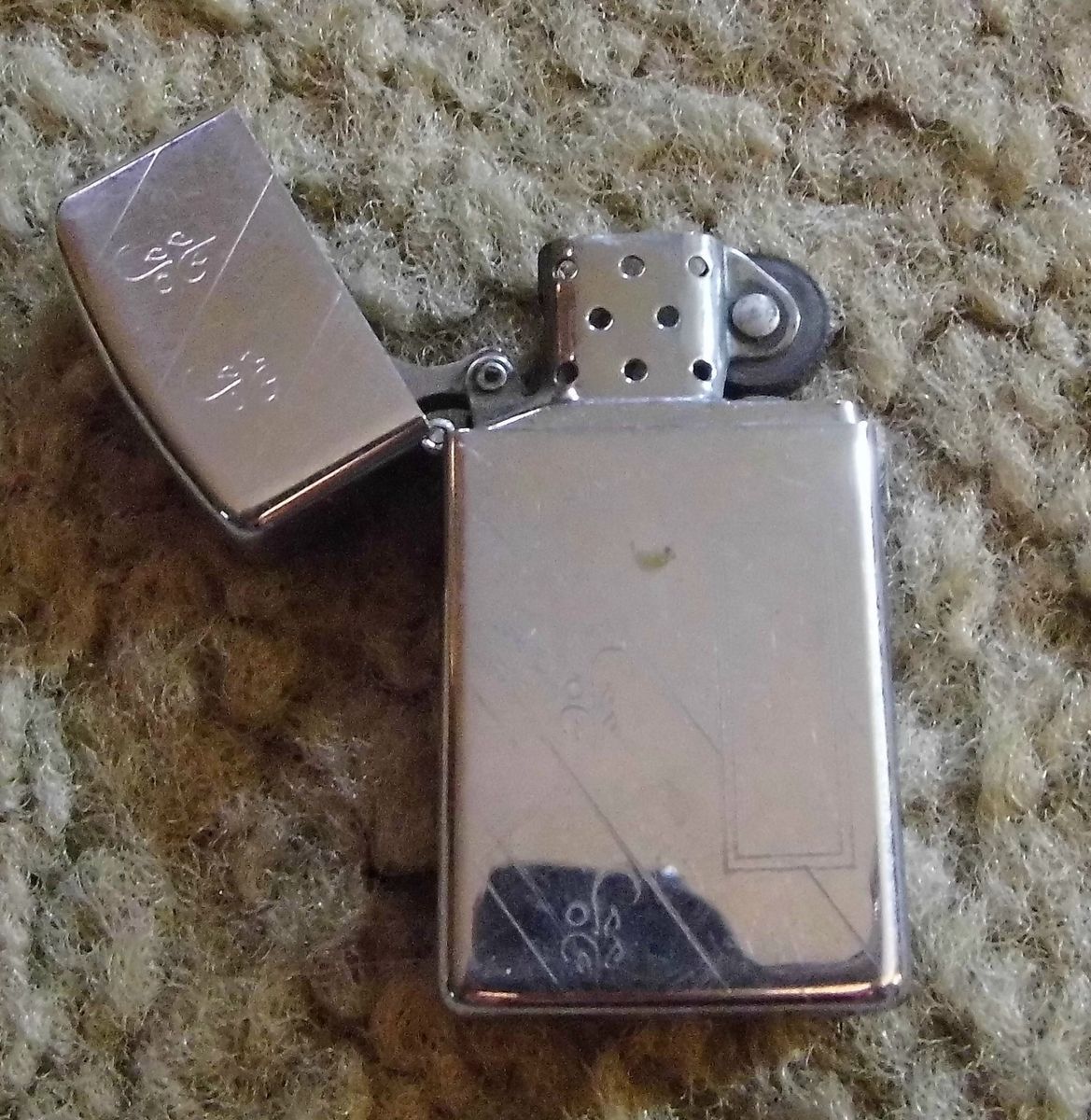 Vintage Silver Zippo Lighter Bradford PA Floral Etched