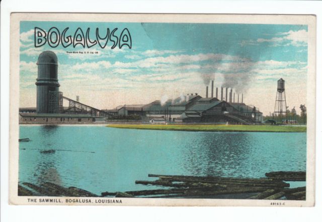 View of the sawmill in Bogalusa Louisiana, Washington Parish LA.