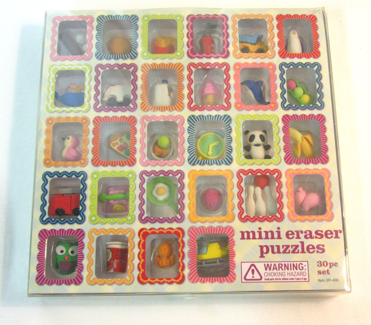 NEW ERASER PUZZLE 30 pc SET ERASERS with MOVEABLE PARTS NIB