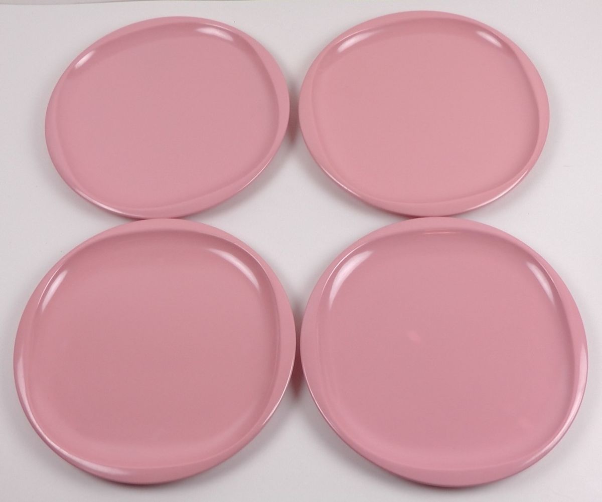 Vintage DINNER PLATES 1950s BOONTONWARE PINK Melmac Melamine