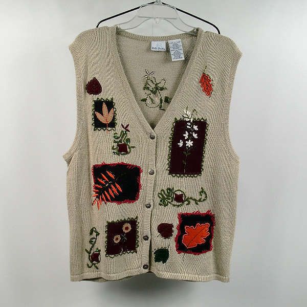 BOBBIE BROOKS LADIES SIZE LARGE AUTUMN / FALL BEAD EMBELLISHED SWEATER 