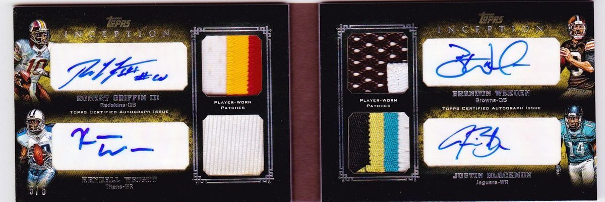 Robert Griffin III Weeden Blackmon Wright 2012 Inception QUAD PATCH 