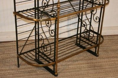   Wrought Iron and Brass French Bakers Rack Etagere Bookcase