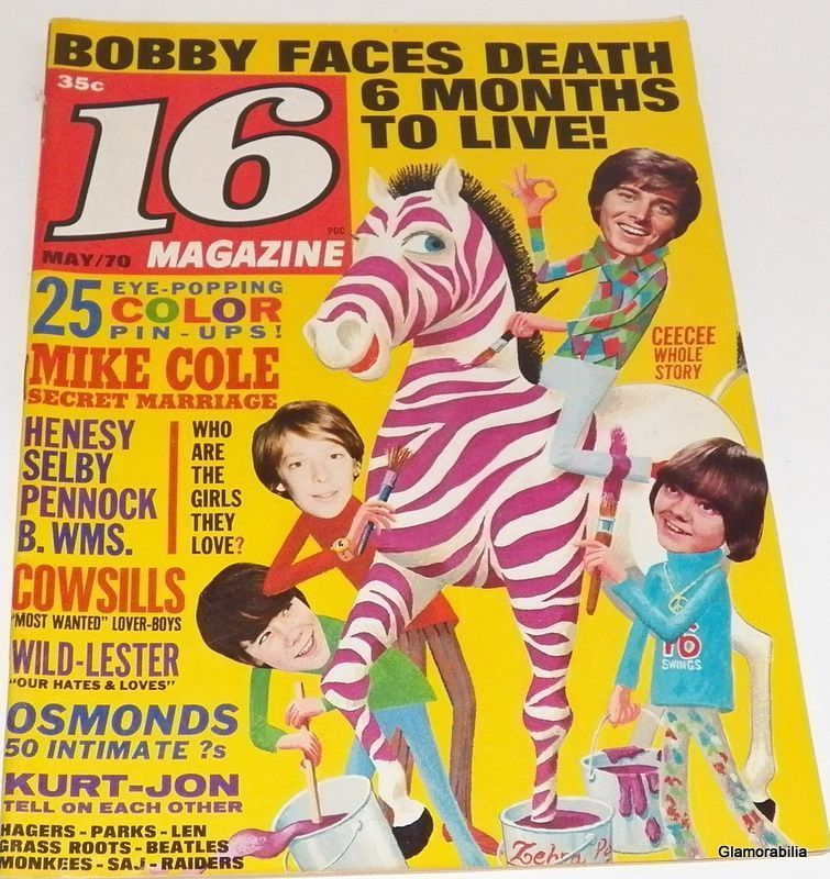 16 Magazine May 1970 Donny Osmond David Cassidy J 5 Bobby Sherman