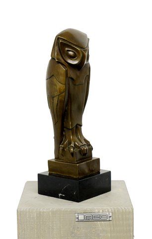   Futurism Animal Bronze Sculpture Owl Signed Umberto Boccioni