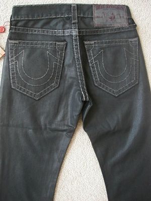 True Religion Mens Bobby Super T Coated Jeans in Black