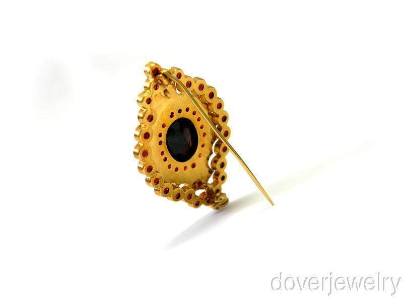 Antique 8 00ct 18K Gold Garnet Pearl Large Pin Booch