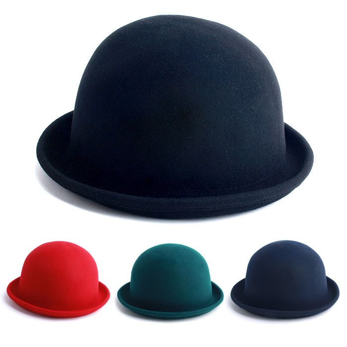 New Cap Fashion Solid Color Derby Bowler Fedora Hat Unsex Style Wool 