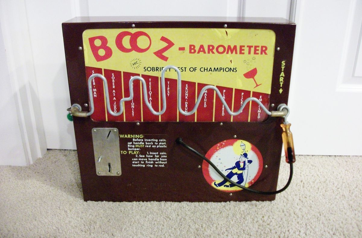 VINTAGE BOOZ BAROMETER COIN OP BAR GAME SOBRIETY TEST STORE DISPLAY 