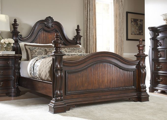 Pulaski Furniture Villa Sonoma Aged Brandy Finish King Low Poster 