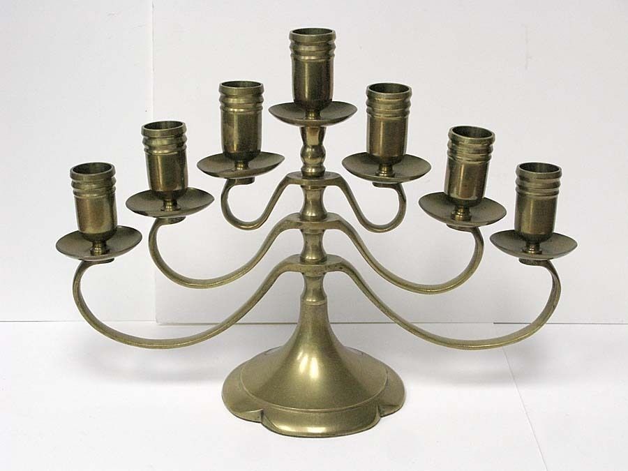  Brass Candelabra 7 Seven Candle Holder Centerpiece Candleholder