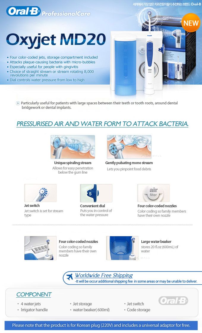 Oral B Braun Professional Care Oxyjet MD20 Worldwide  