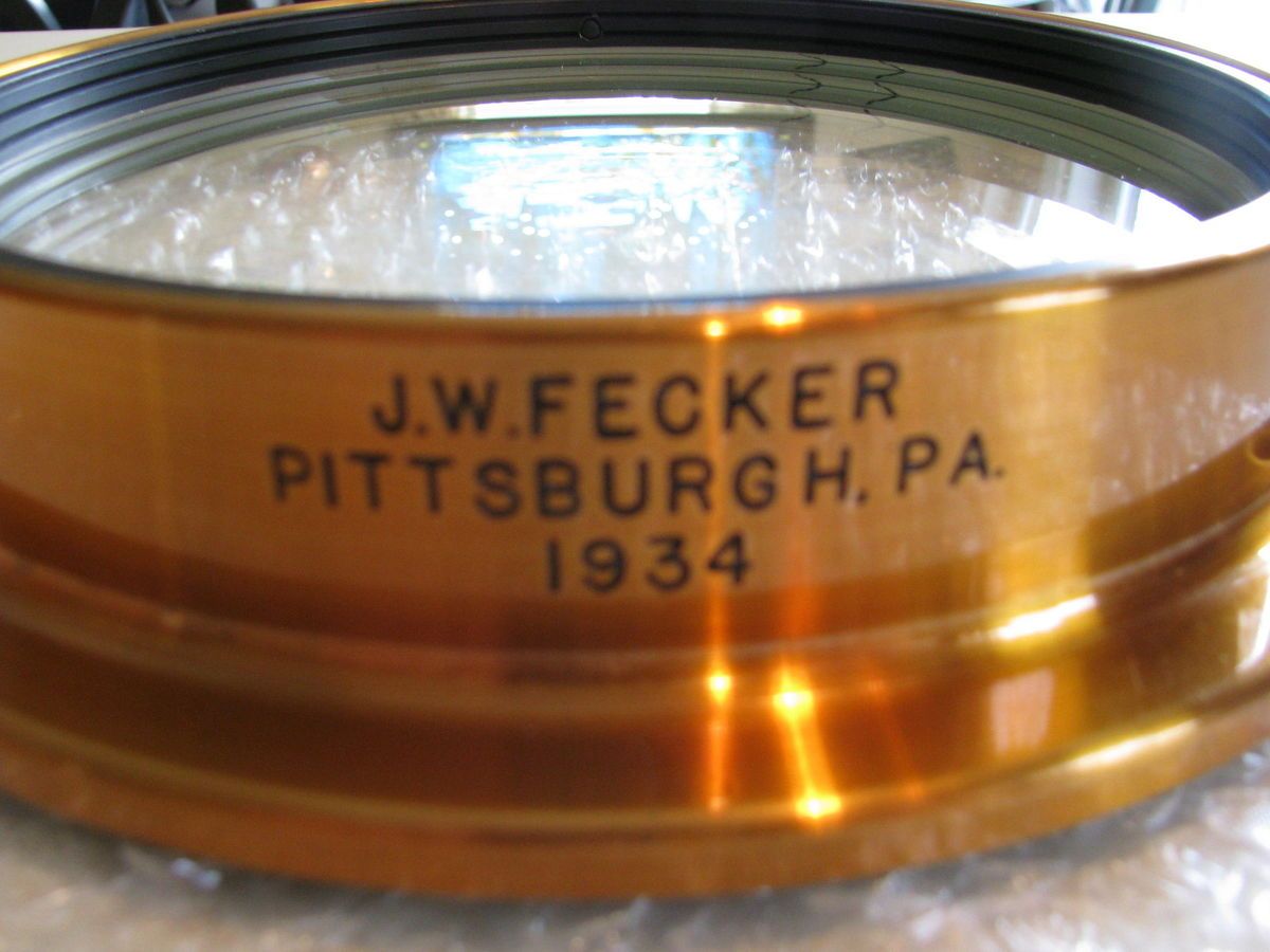   FECKER ACHROMATIC DOUBLET TELESCOPE APERTURE BRASHEAR LENS U of PA