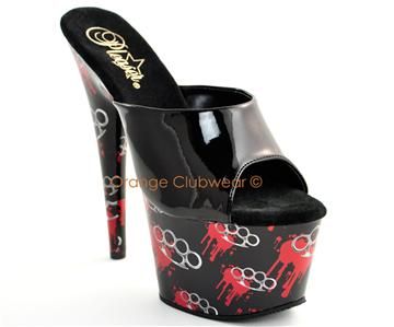 pleaser brass knuckle print 7 high heels stripper shoe