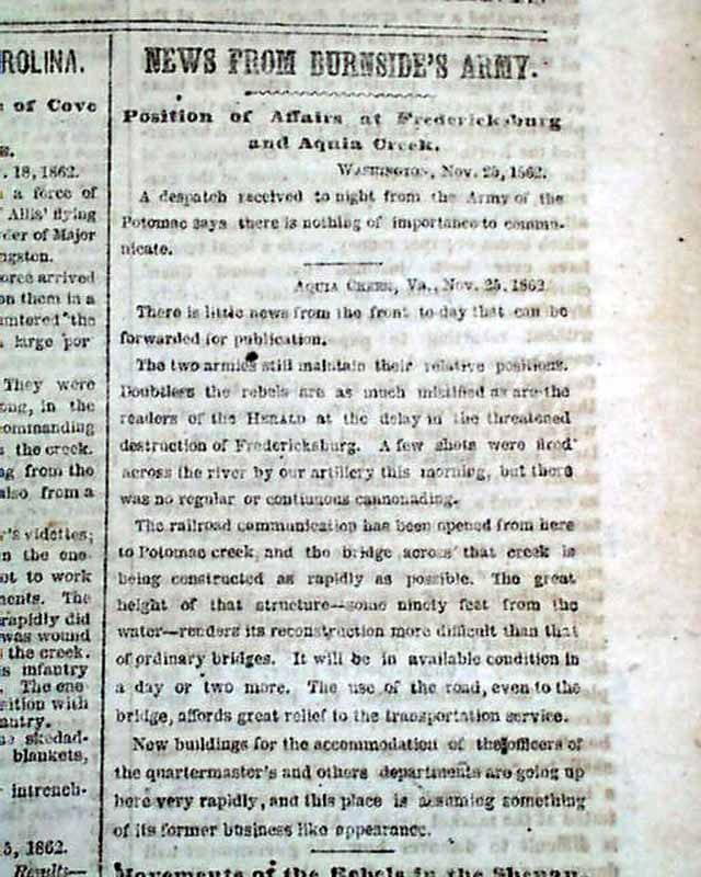 1862 Old Civil War Newspaper Braxton Braggs Plantation Captured Cove 