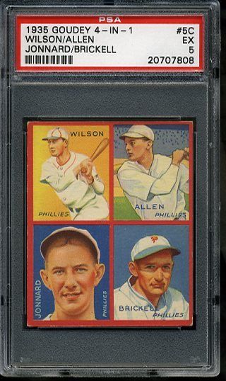   Goudey Puzzles CARD 5C (Wilson,Allen,Jonnard,Brickell), Phillies PSA 5