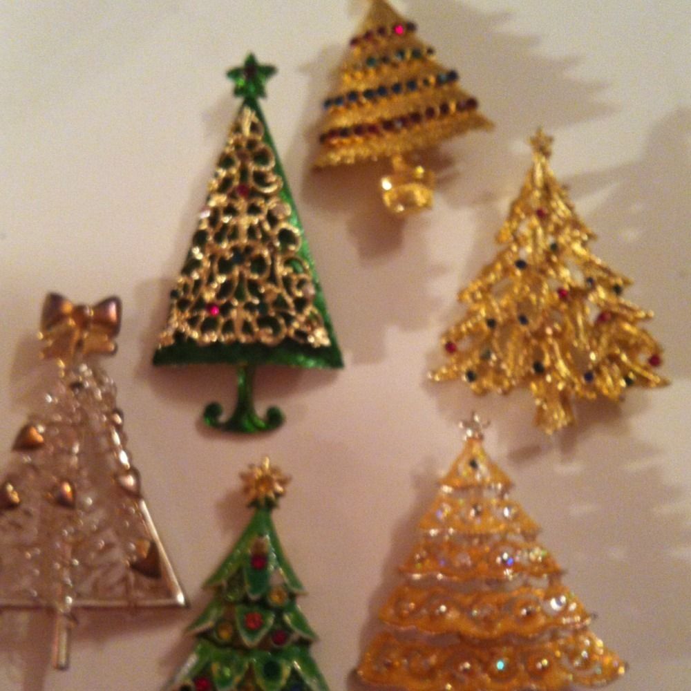 Vtg Lot Christmas Tree Brooch Pins Repair Lot