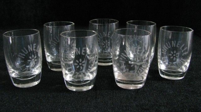 Antique Etched Prunelle Latapie Cordial Liquor Shot Glasses Set of 7 