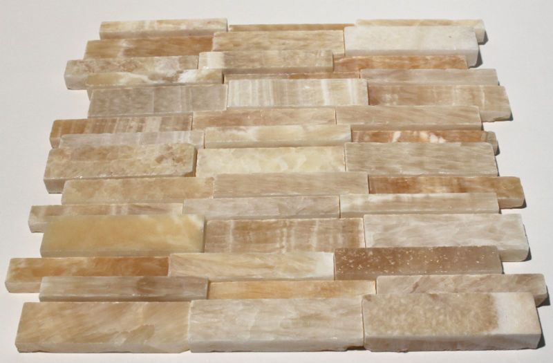 Kitchen Bathroom 3D Honey Onyx Brick Mosaic Marble Tile