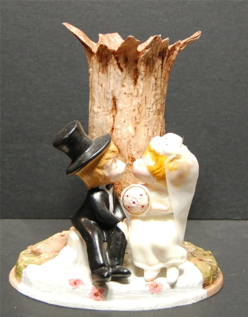 wedding cake topper vintage bride groom wilton 1971 vase combo kissing 