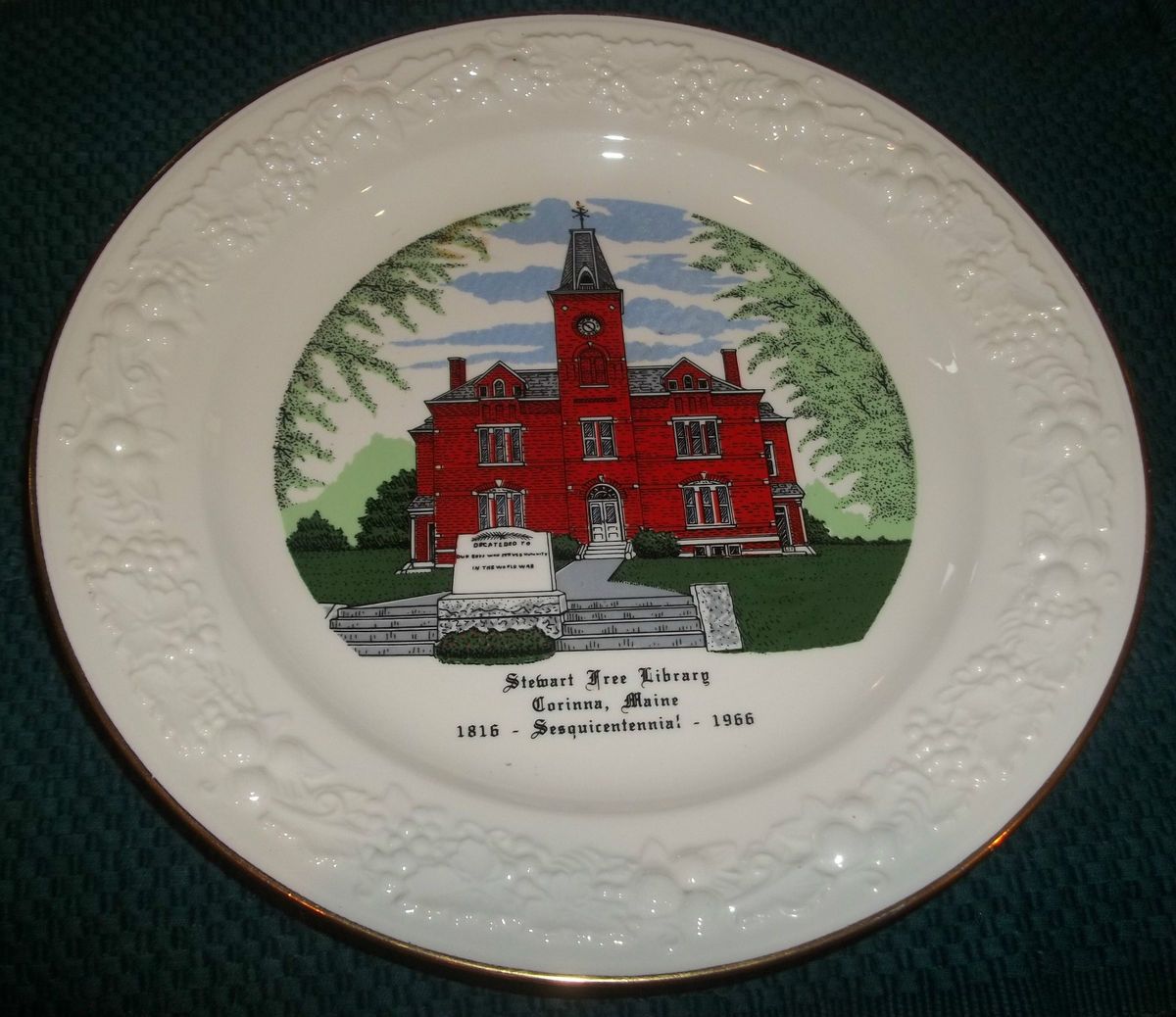 Stewart Free Library Corinna Maine Collector Plate