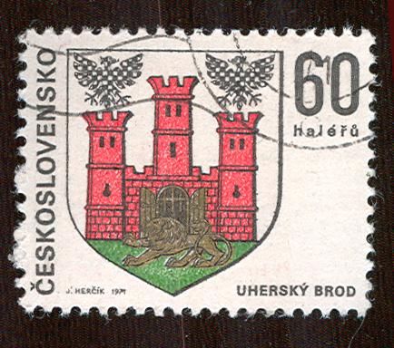 Czech Heraldry   Uhersky Brod Czech City Crest Stamp from 