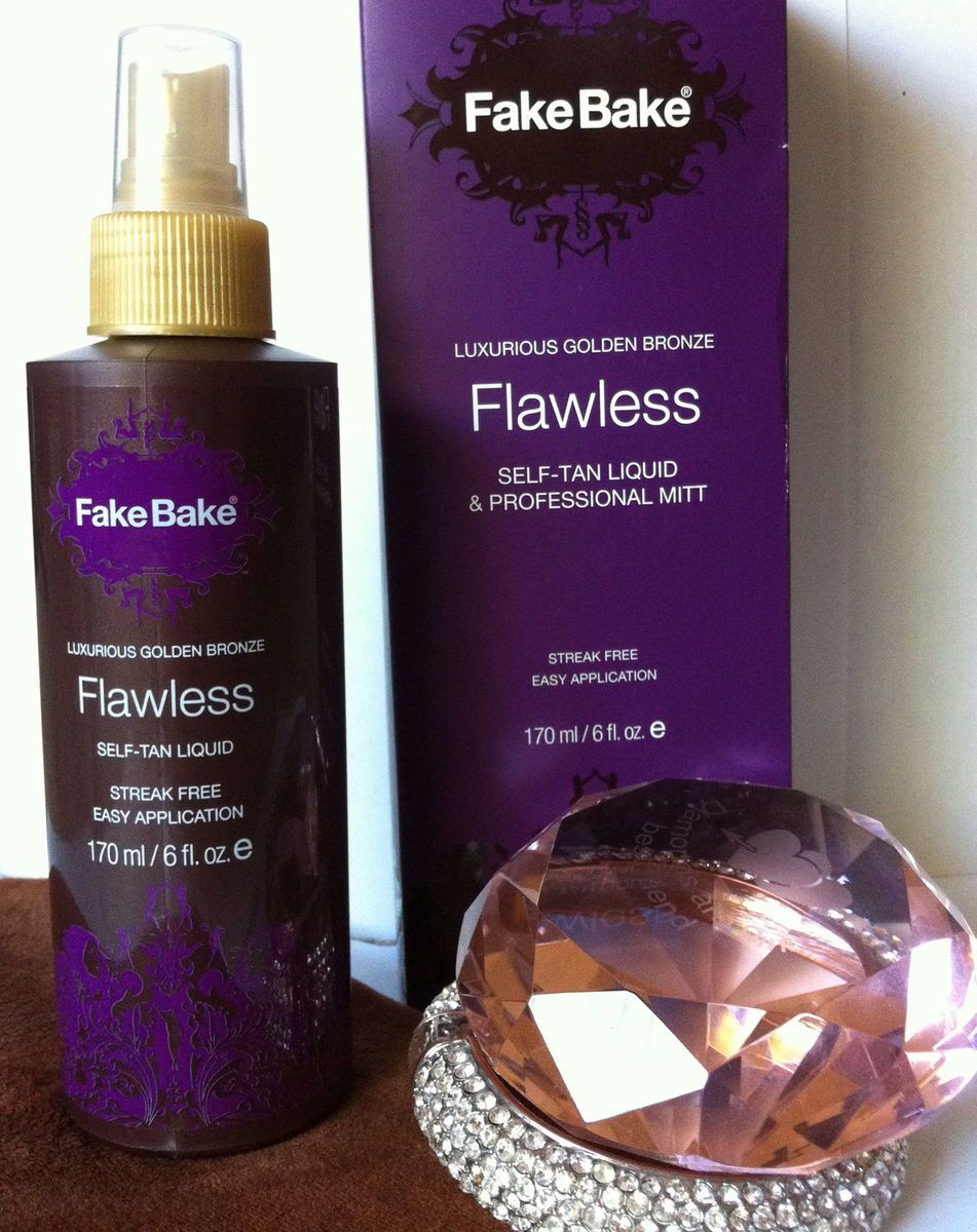 FAKE BAKE Flawless 6 OZ w PROFESSIONAL MITT Streak free TANNING LOTION 