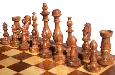 Wooden CHESS SET,Indian HANDICRAFT Flower Base Design,King 4,32 Chess 