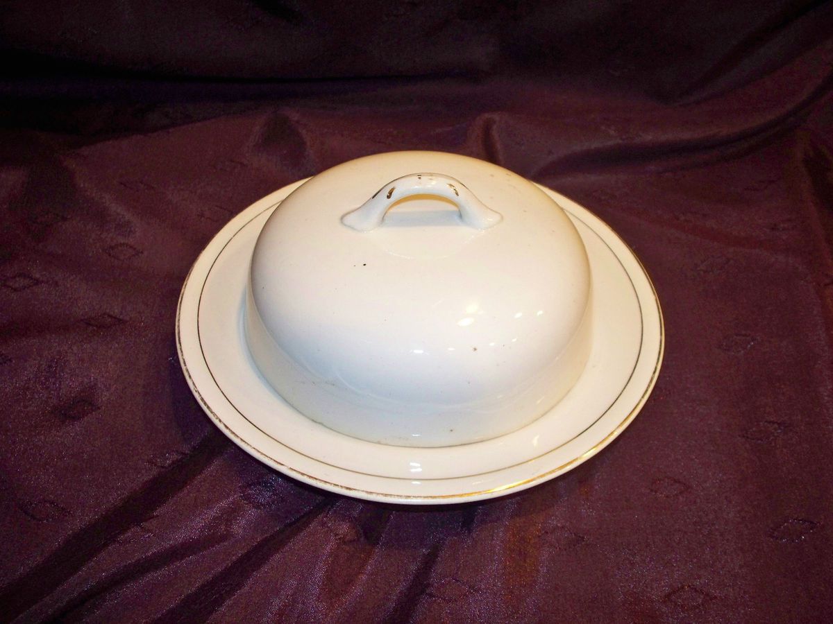 Crooksville Butter Dish Vintage Round Butter Dish