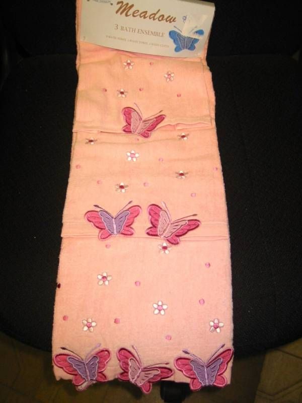 New Butterfly Pink Bathroom Towel Collection