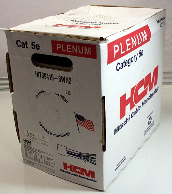 1000 ft Roll Cat5e Plenum FT6 Cable Bulk White CAT5 5e