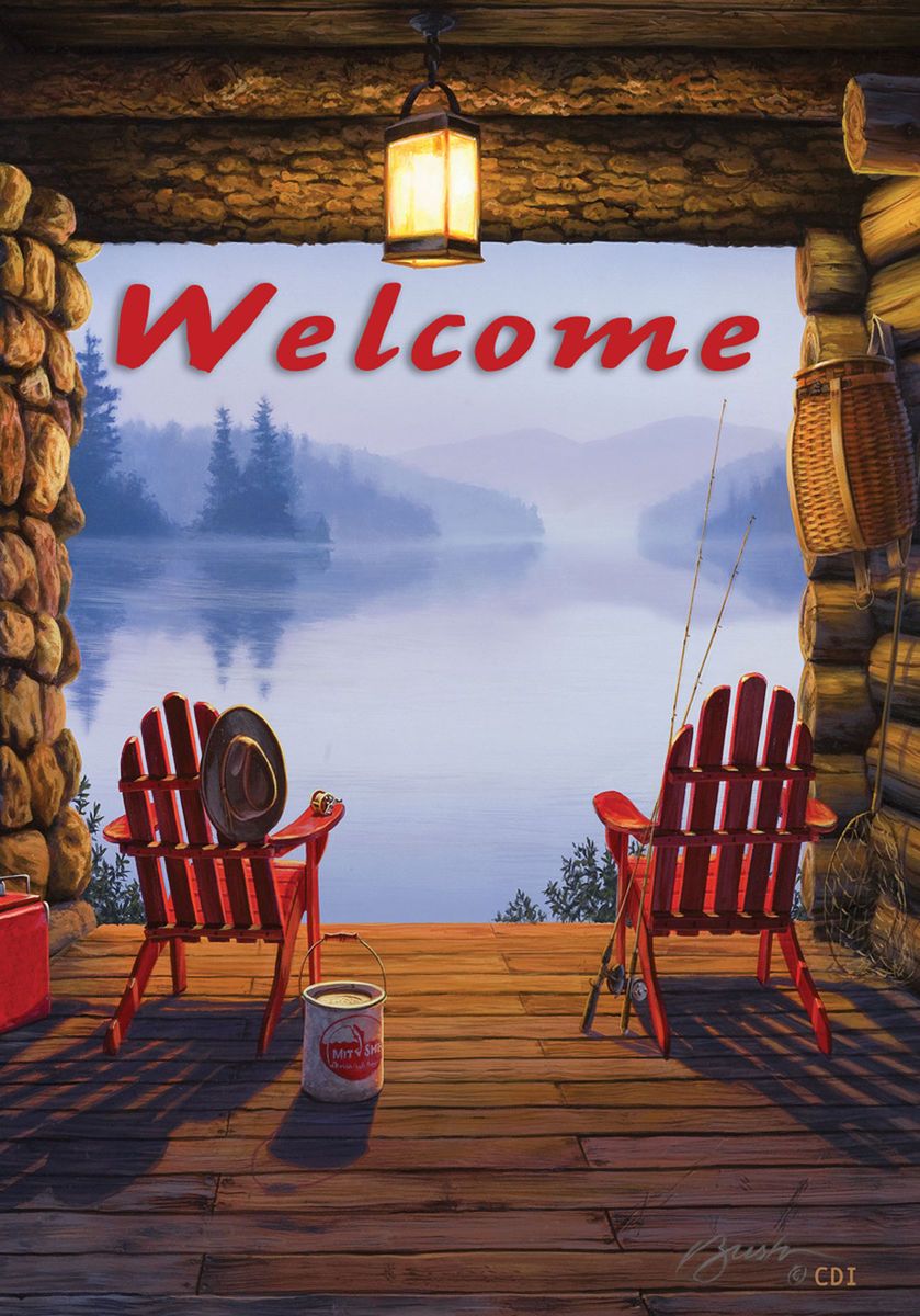 RuStIc WELCOME LOG CABIN FiShIng Poles Adirondack LAKE 9989 New MINI 