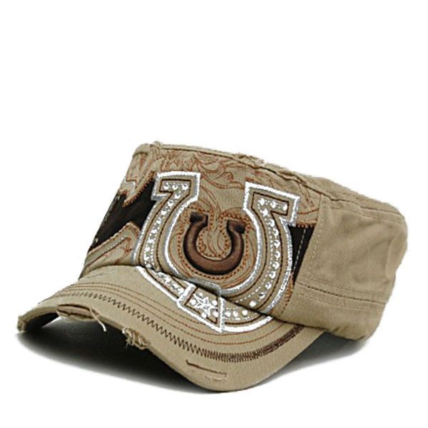   Horseshoe U Stylish Baseball Cap Hat Military Cadet Women Khaki