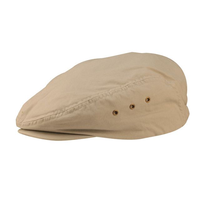 Washed Canvas Golfing Beret Ivy Ascot Cabbie Cap Tan Khaki