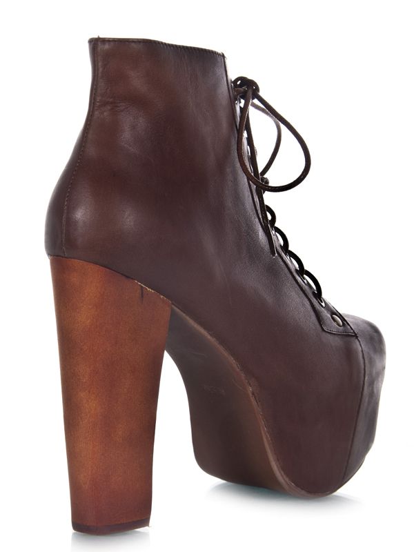 Jeffrey Campbell Lita Brown Distressed Platform Heel Pump Leather 