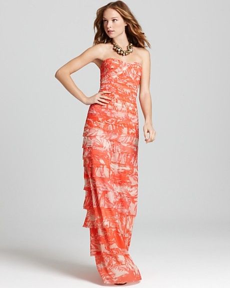 New$398 BCBG Max Azria Erika Printed Strapless Cocktail Dress Gown US 