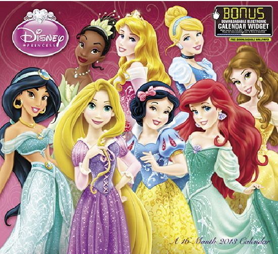    Princess Art 16 Month 2013 Wall Calendar BONUS Electronic Widget NIP