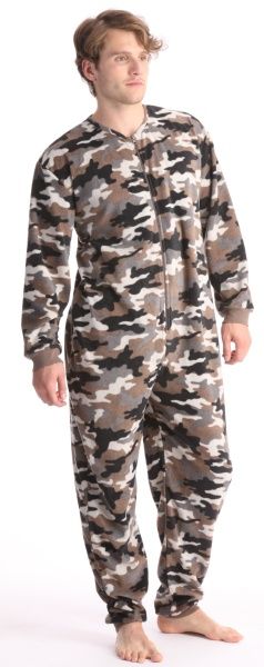   Supersoft Polar Fleece Grey Camouflage Crew Neck Onesie M L