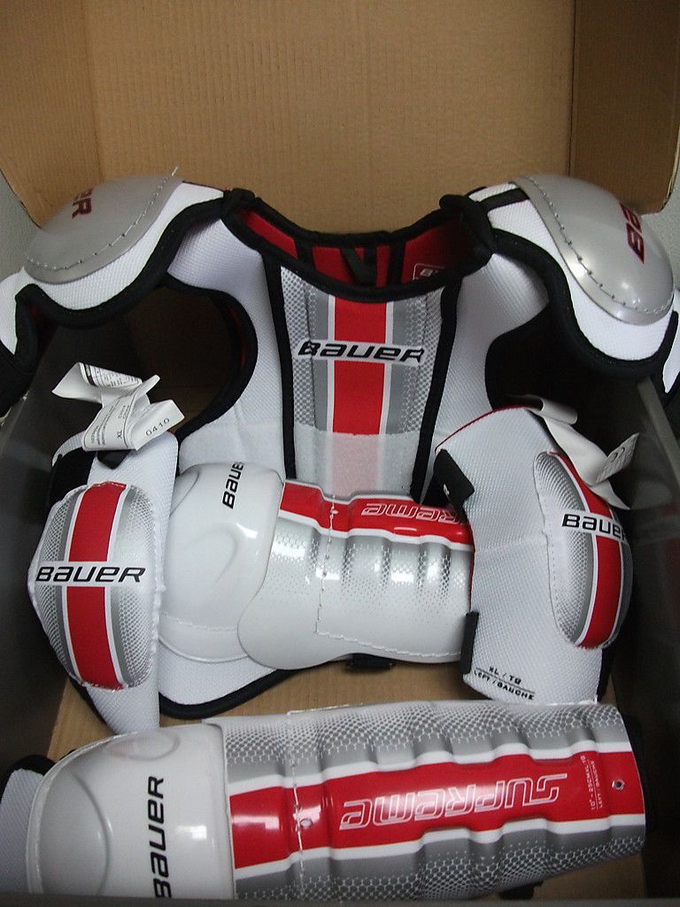 Bauer Supreme Youth Hockey Equipment Lot XL Shin Elbow Shoulder Pads 