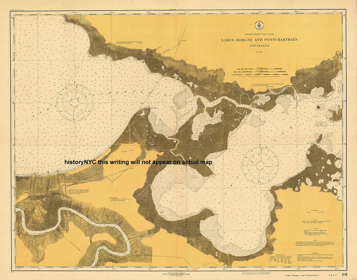 1918 Lake Pontchartrain New Orleans Nautical Chart Map On Popscreen