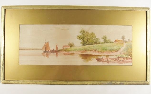 British American James Callowhill Lemon Gold Frame Original Watercolor 