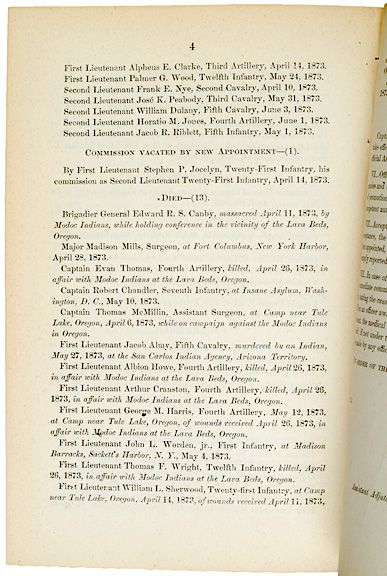 1873 Modoc War General Edward Canby Massacred