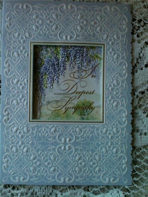 Carol Wilson Card Embossed Border with Tranquil Garden in Deepest 